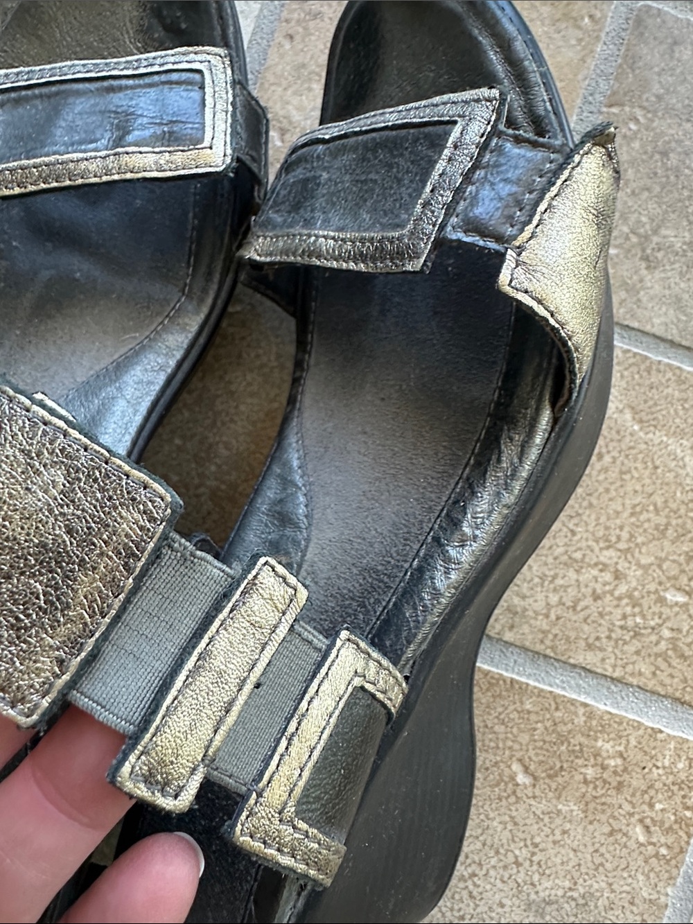 Naot Metallic Double-Strap Slide Sandal - Pewter Black Accents - Picture 7 of 8